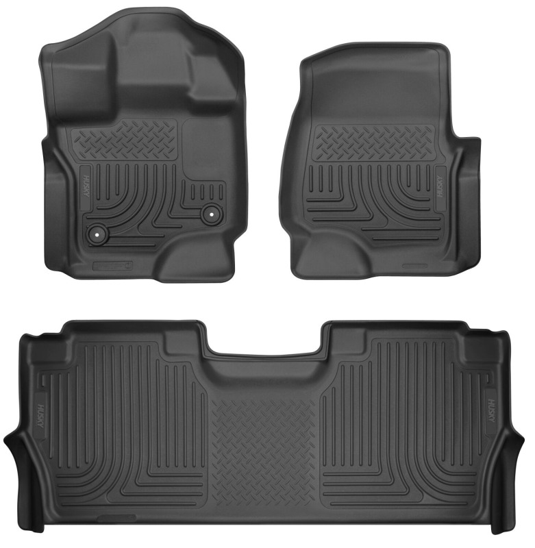 Ford F-150 SuperCrew Floor Liners - Front + Rear - Husky Liners - WeatherBeater - Black - `21-`24